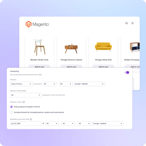 Magento product data import scheduling in PIM