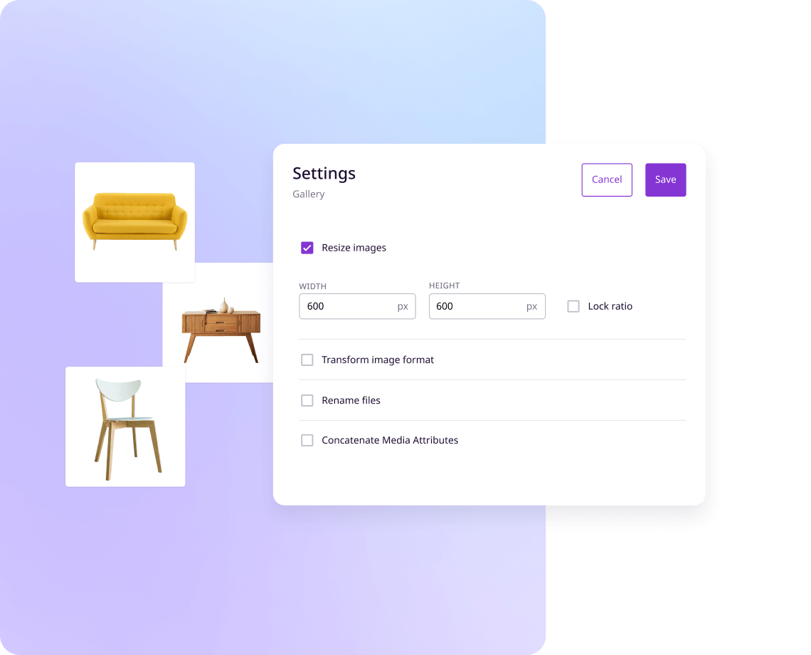 Resizing images in PIM