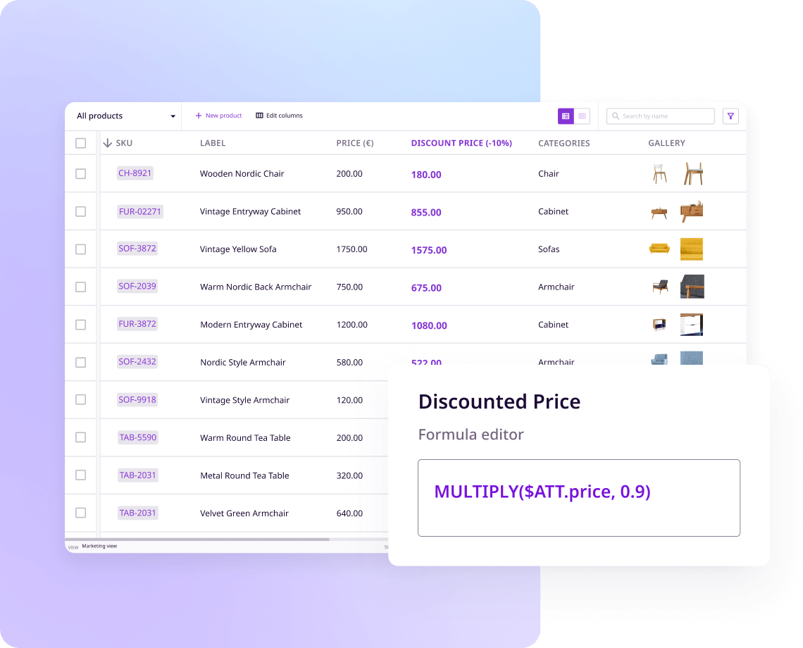 PIM formula editor feature