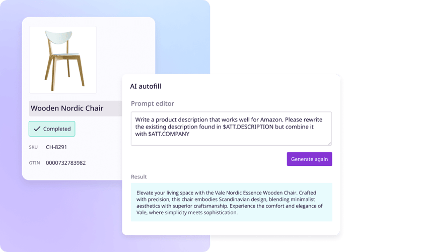 Product description generation using AI in PIM