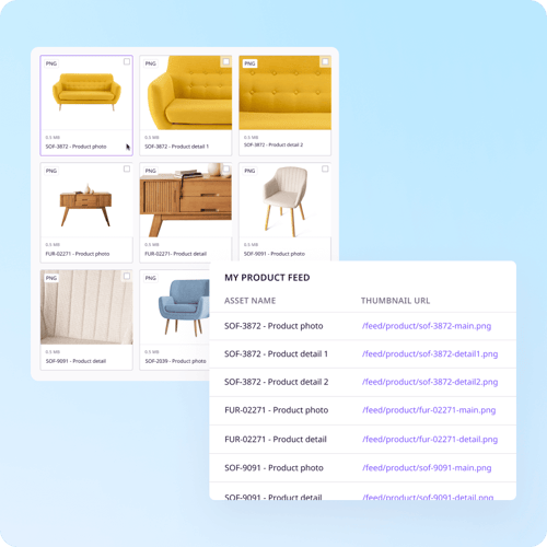 List of product images and urls