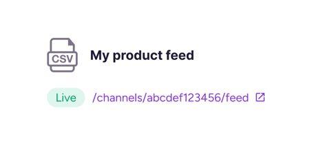Product feed URL and icon