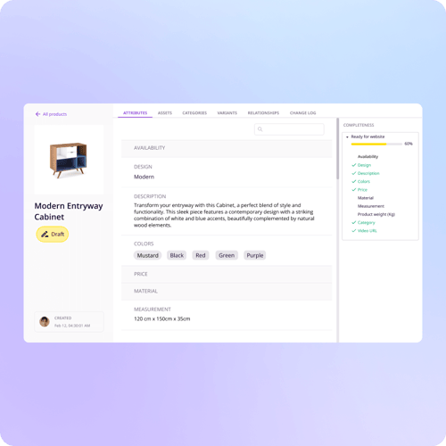 Product attribute management in PIM