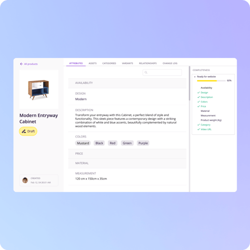 Product attribute management in PIM