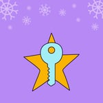 A key on top of a star.