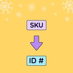 A box saying SKU turning into a box saying ID #.