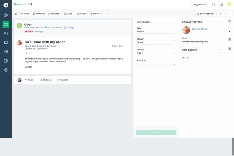 Freshdesk interface