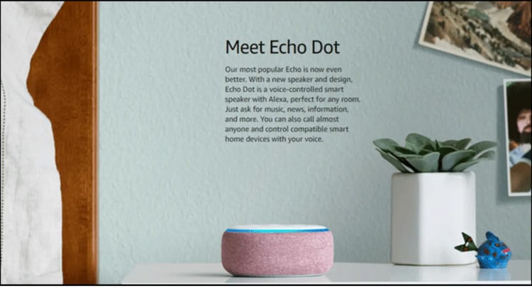 An example of Amazon's Echo Dot product description showing the importance of a simplicity
