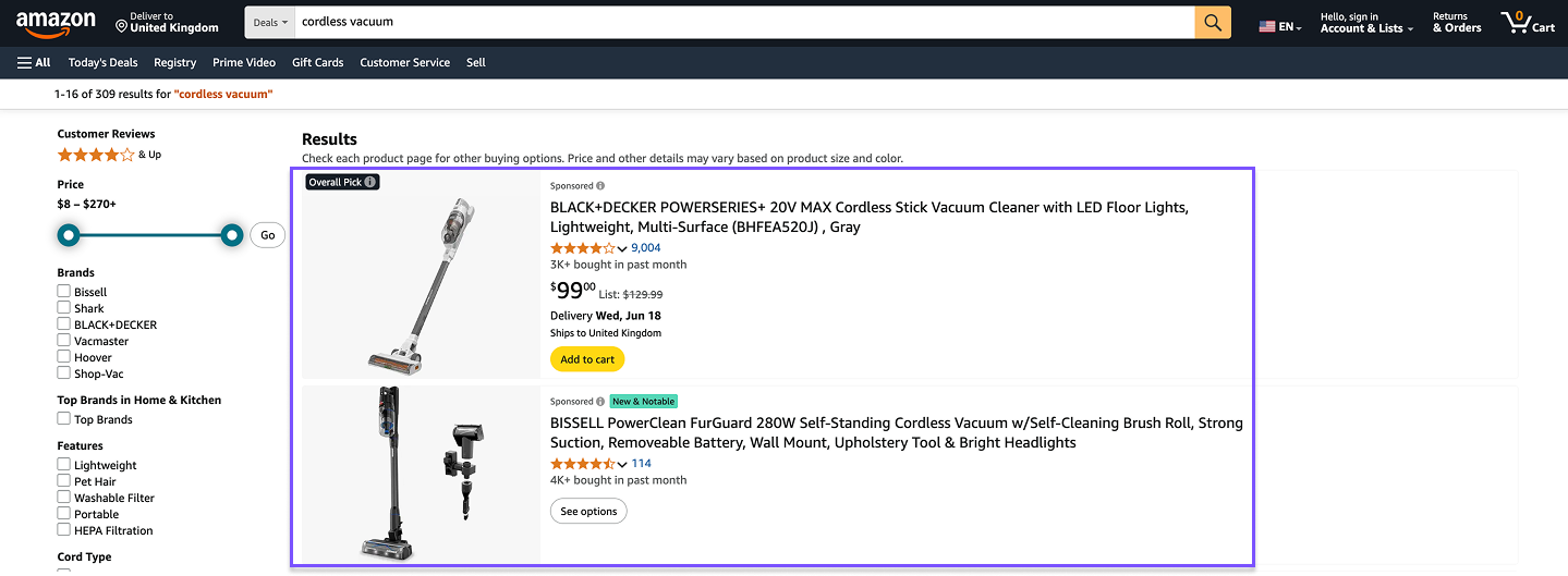 Amazon Prime Day sponsored product ad examples
