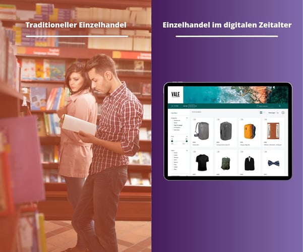 Abbildung traditioneller Handel vs Handel im digitalen Zeitalter