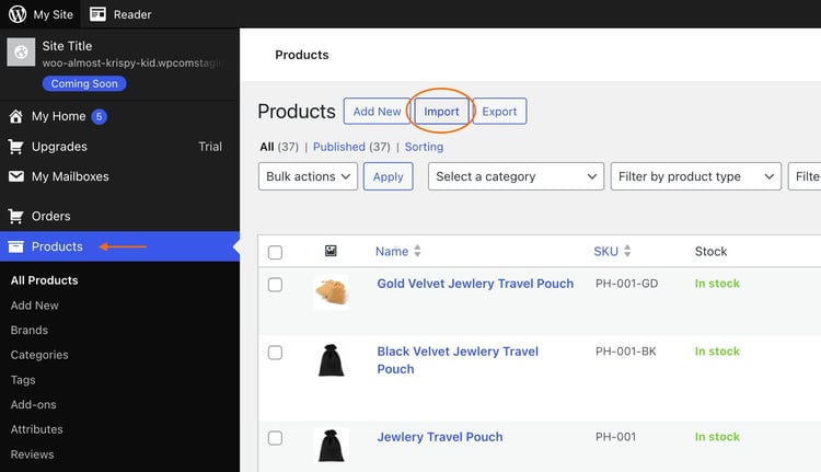 Importing products into WooCommerce store