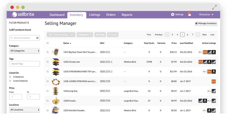 Sellbrite Platform Screenshot