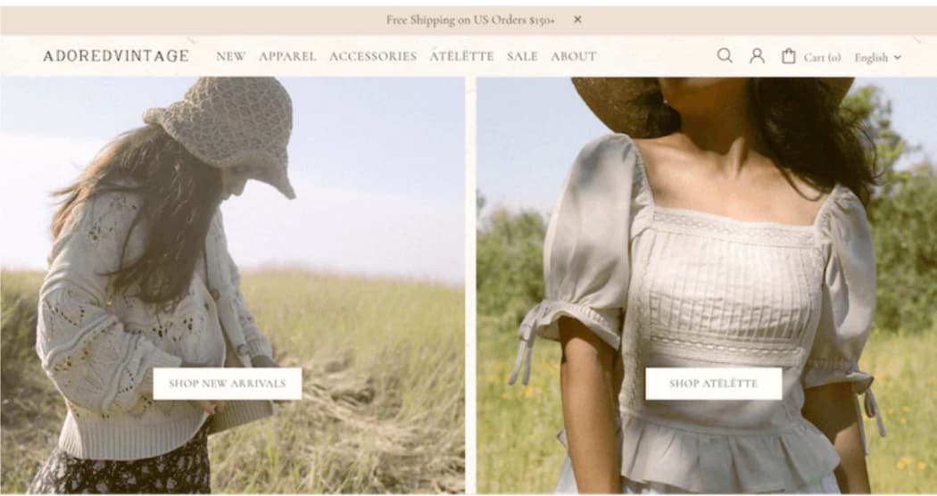 Adoredvintage website design