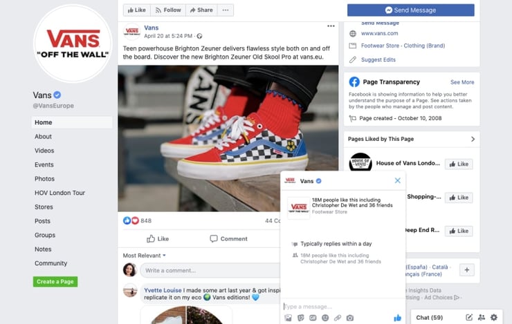 social commerce vans facebook