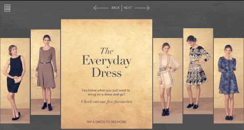 Interactive lookbook of a girl moving in a dress for a richer customer experience
