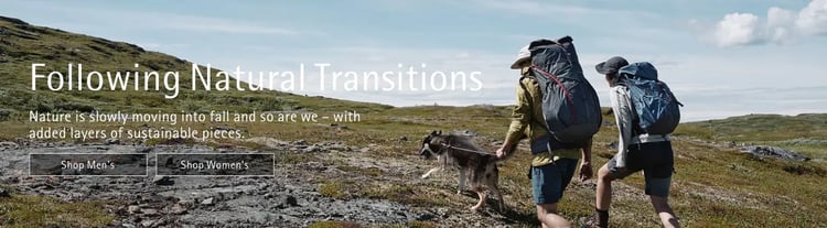 Klattermusen website with strong visuals
