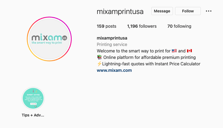 Mixam Instagram Page