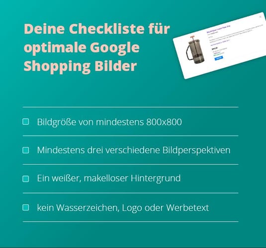 Abbildung Checkliste für optimierte Bilder auf Google Shopping