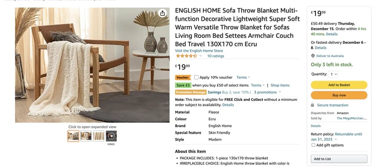 Birlea Furniture on Amazon - Product Listing Optimization on English Home Sofa