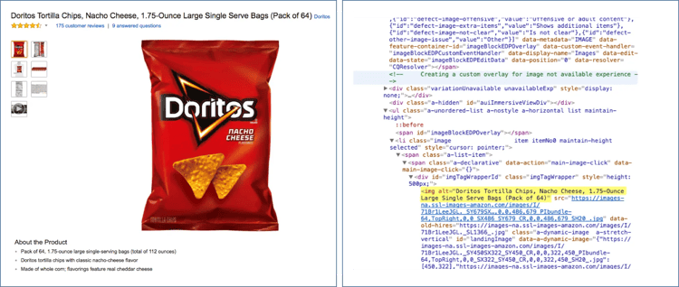 Example of alternative text in Amazon on a product image