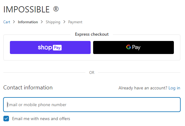 Impossible checkout example in practice