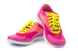 A pair of pink sneakers.