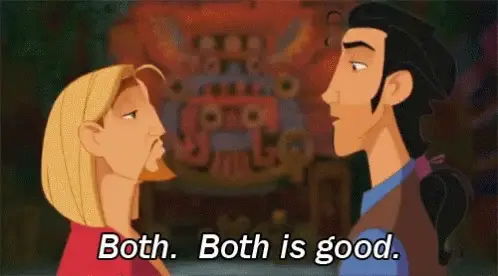 Tulio and Miguel agreeing that "Both? Both is good."