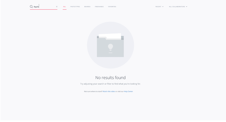 An example of an empty state from a poor search and discovery