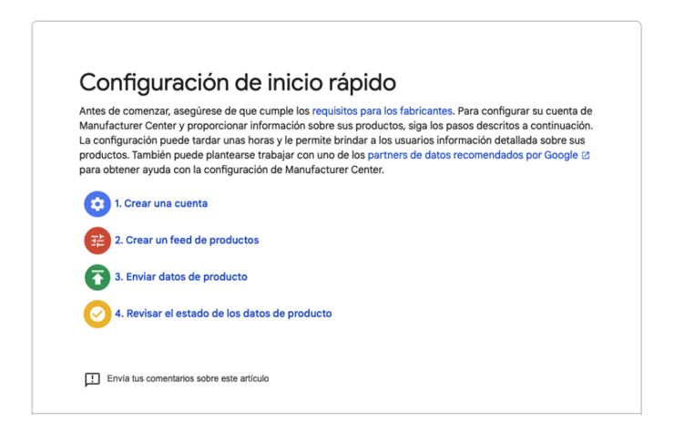 Manual de configuración de inicio rápido de Google. 