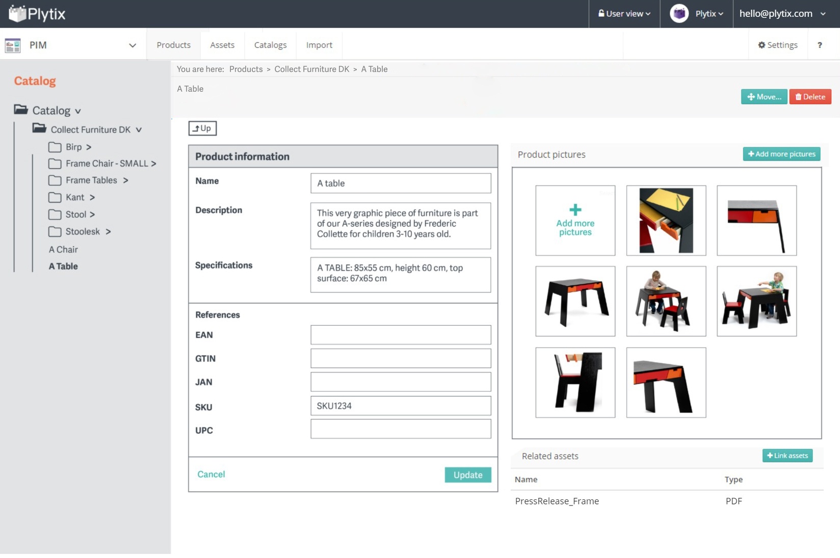 product information management interface