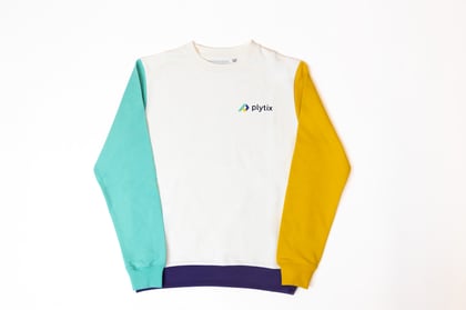 A multicolored crewneck Plytix sweatshirt