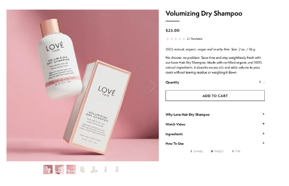 Shopify Product Listing - Love Hair