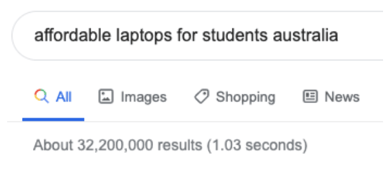 Example of a long-tail keyword for ecommerce