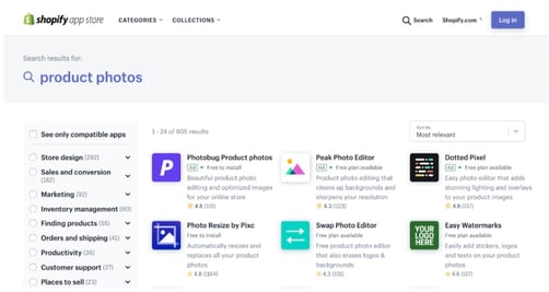 Shopify ads display in the app store 