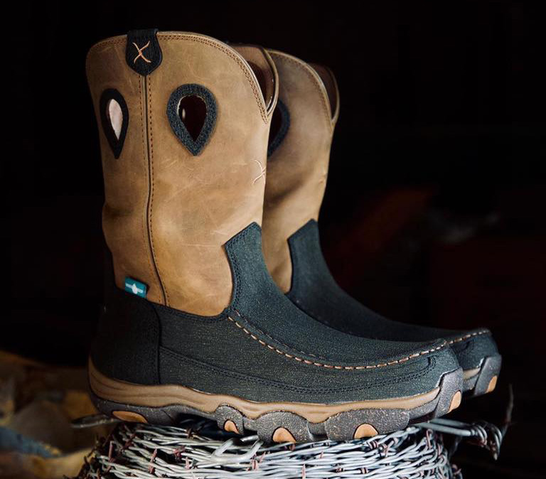 Tan and dark brown outdoor Twisted X boots