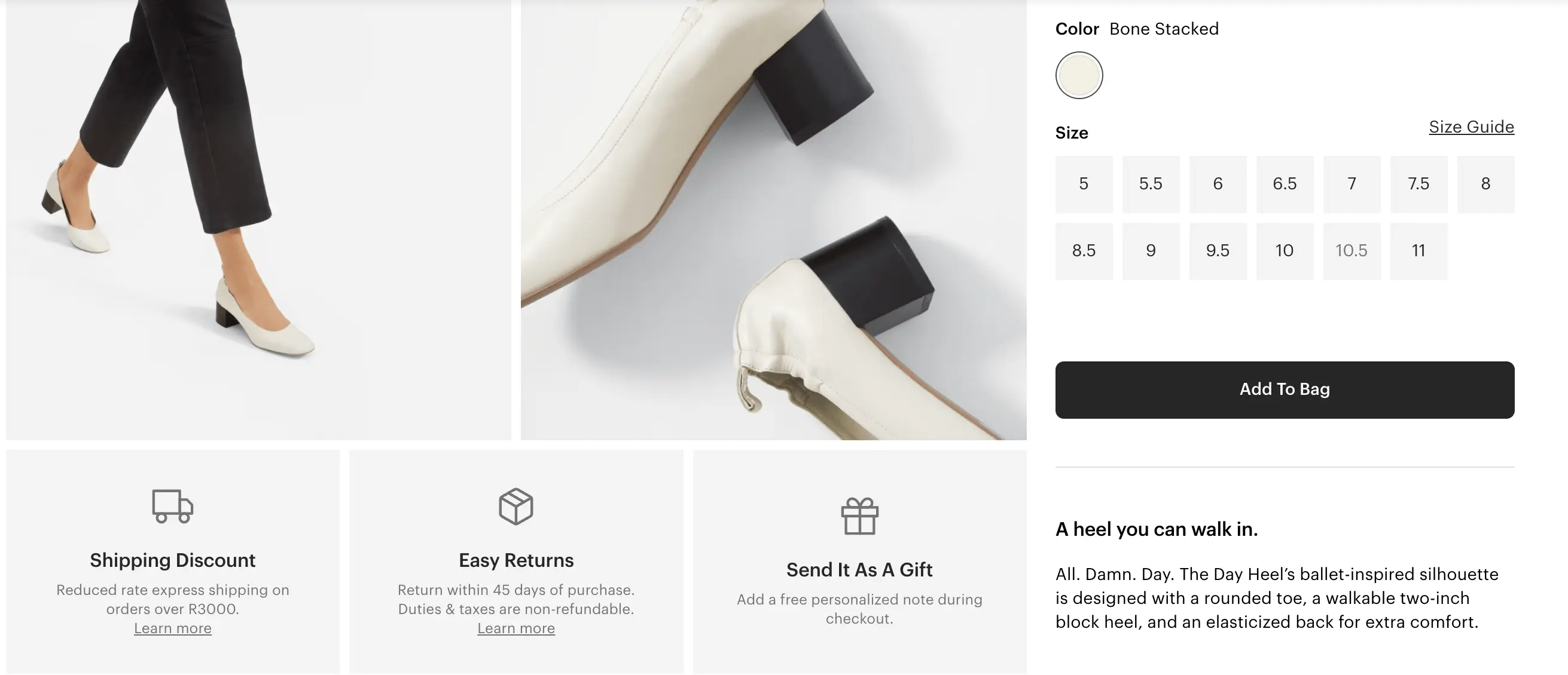 An example of Everlane's product description showing the importance of a tone