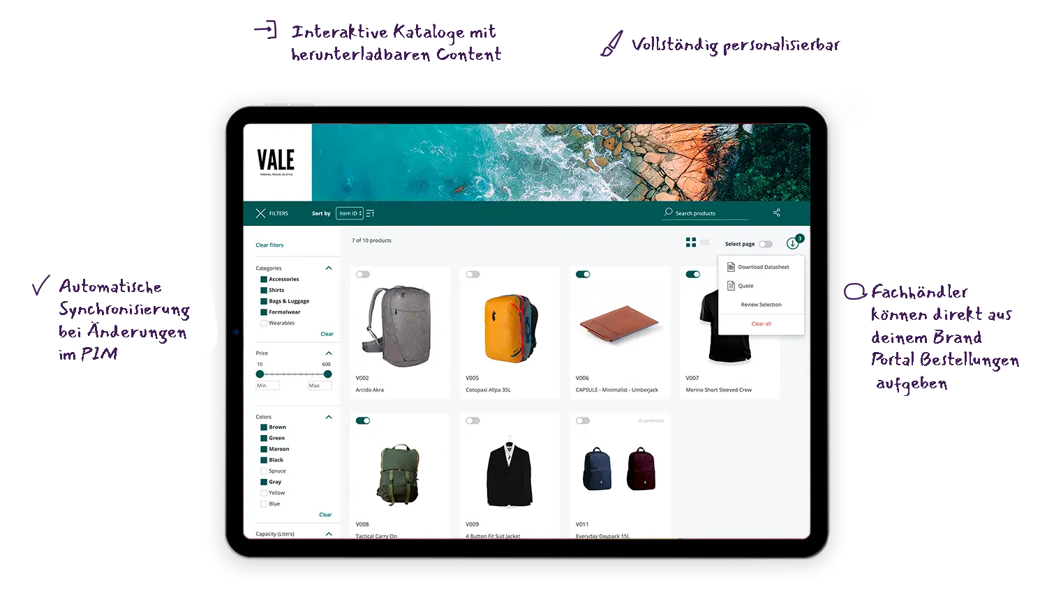 Beispielhafter Online-Katalog erstellt in Plytix