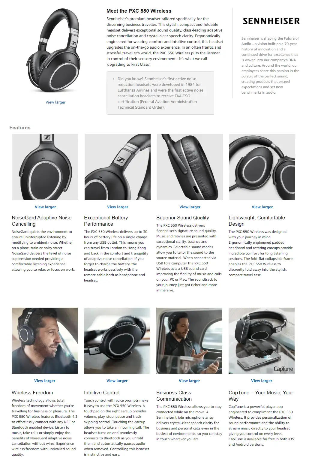 Product description - Meet the PXC 550 Wireless headset