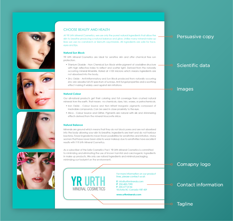 sell sheet comestics