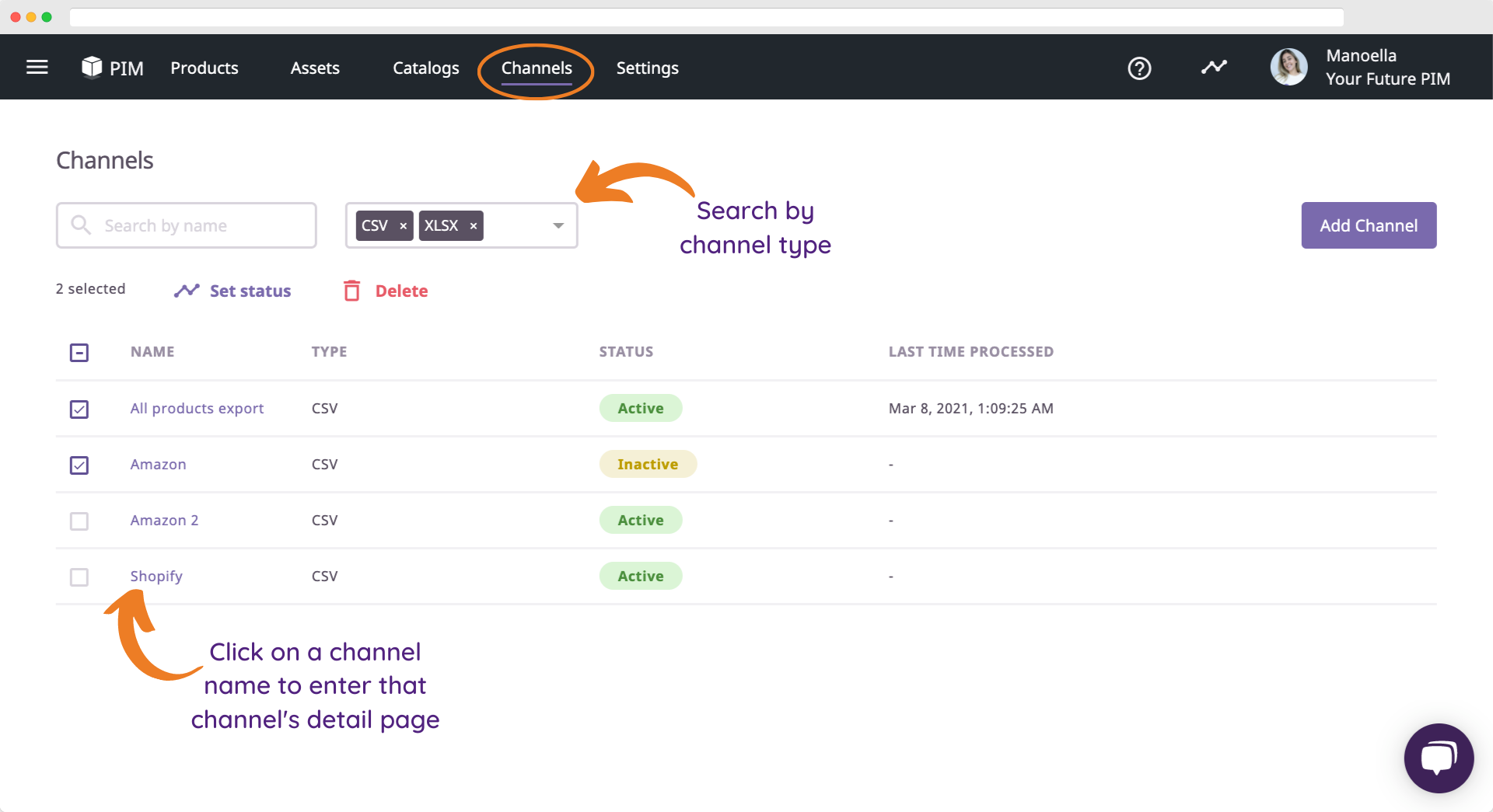 Managing Channels