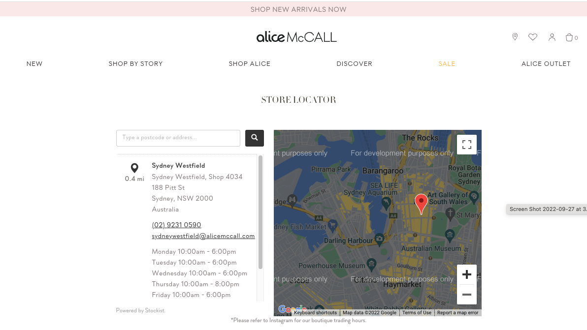 Example of a branch locator feature on a website