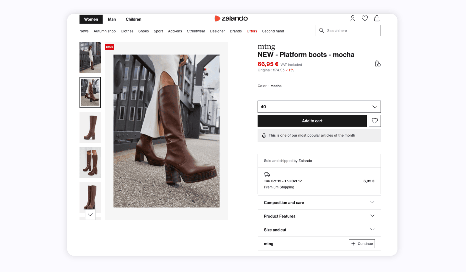 Zalando product details page